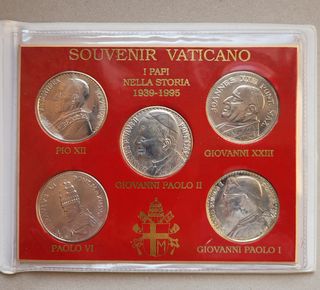 Set di 5 medaglie Souvenir Vaticano Ufficiale