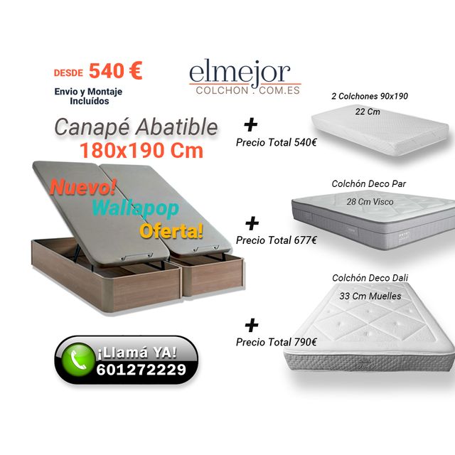 Canapé 180x190 Con 3 Opciones de Colchón en Oferta