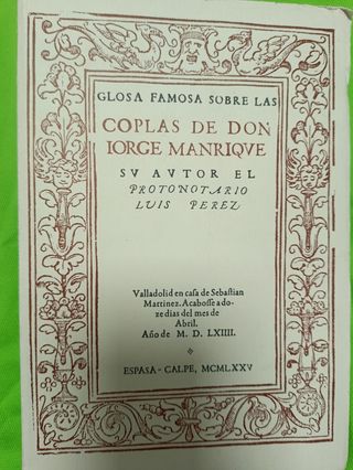 Coplas de  Jorge Manrique  edición Facsimil