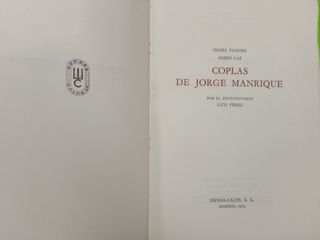 Coplas de  Jorge Manrique  edición Facsimil