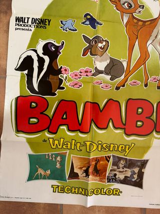 BAMBI WALT DISNEY POSTER ORIGINAL REPOSICION 1978