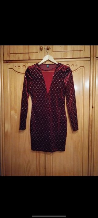 Vestido de fiesta terciopelo granate 