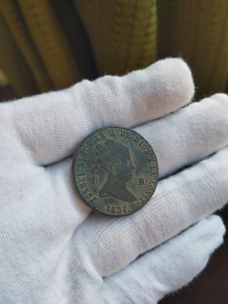 🪙 Moneda 8 maravedis 1837 Isabel ll SG