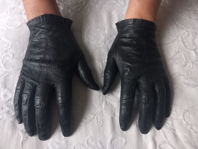 Guantes de piel negro mujer.Talla S