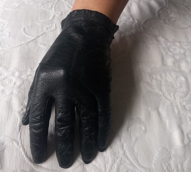 Guantes de piel negro mujer.Talla S