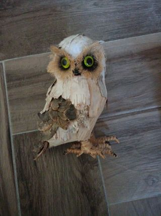 Coppia gufi in foglie di corteccia