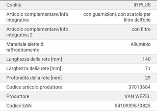 Radiatore olio completo per OPEL