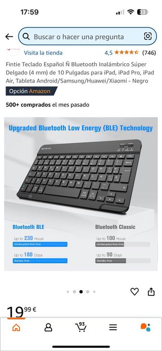 Teclado inalambrico tablet