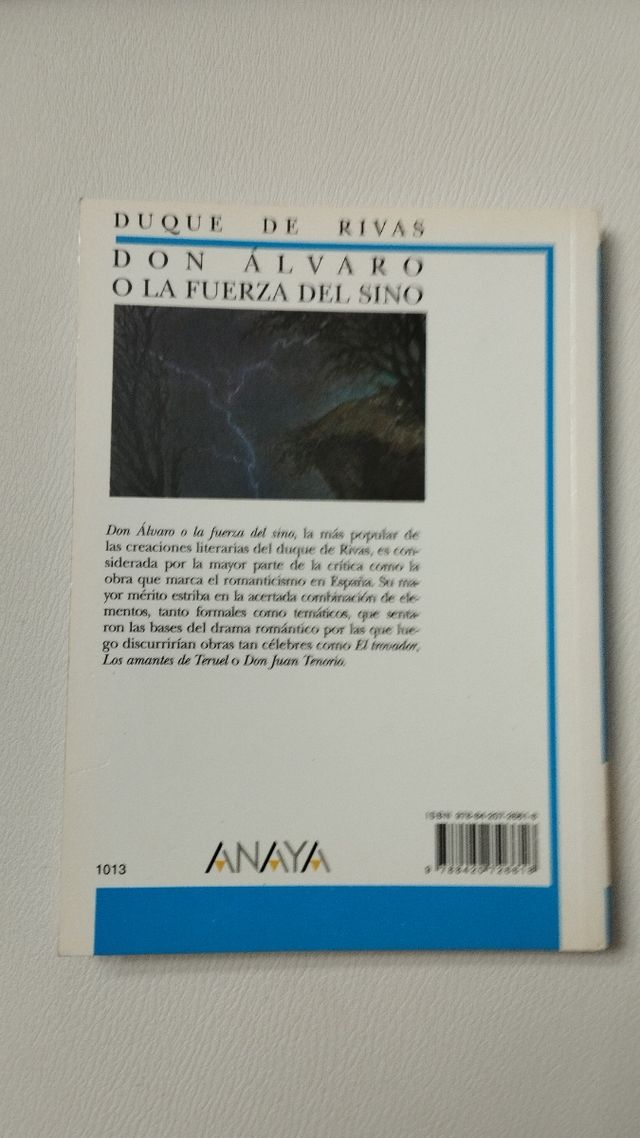Don Álvaro o la fuerza del sino (Biblioteca Didactica Anaya) (Spanish Edition)