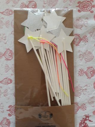 cake decoration toppers estrellas plateadas