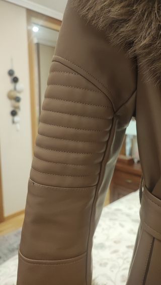 Abrigo piel sintetica,polipiel,marron.S.