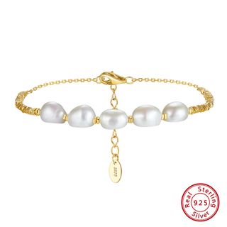 Pulsera de plata 925 con perlas naturales elegante