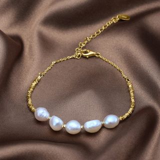 Pulsera de plata 925 con perlas naturales elegante