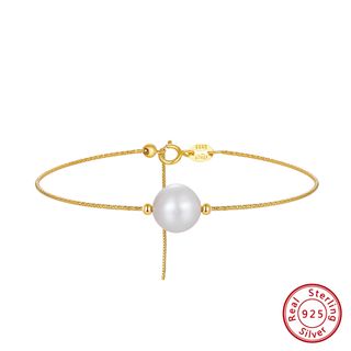 Pulsera dorada de plata 925 con perlas naturales