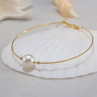 Pulsera dorada de plata 925 con perlas naturales