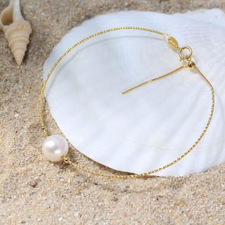 Pulsera dorada de plata 925 con perlas naturales
