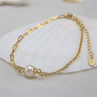 Pulsera de plata 925 con perlas naturales elegante