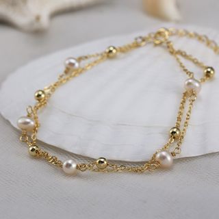 Pulsera de plata 925 con perlas naturales elegante