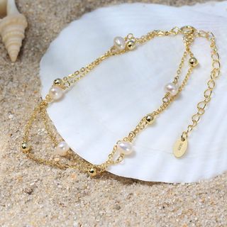 Pulsera de plata 925 con perlas naturales elegante