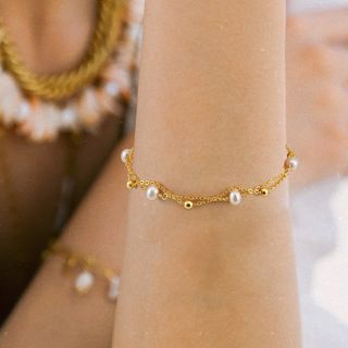 Pulsera de plata 925 con perlas naturales elegante