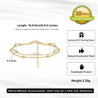 Pulsera de plata 925 con perlas naturales elegante