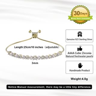 Pulsera de plata 925 con perlas naturales elegante