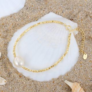 Pulsera de plata 925 con perlas naturales elegante