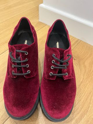 Zapatos de plataforma terciopelo granate