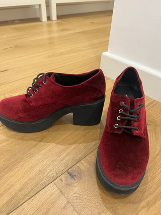 Zapatos de plataforma terciopelo granate