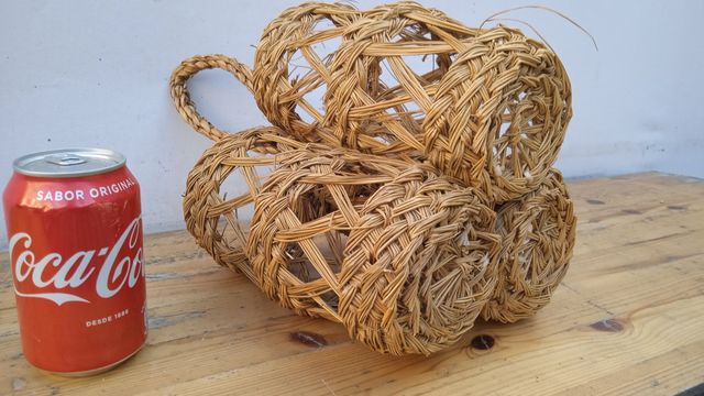 Botellero esparto yute mimbre vintage antiguo