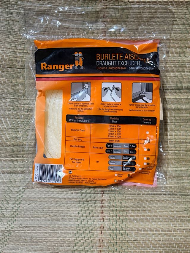 Burlete aislante de espuma autoadhesivo Ranger 10m