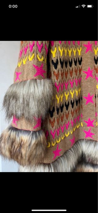 Abrigo largo marron bohemio lana y pelo