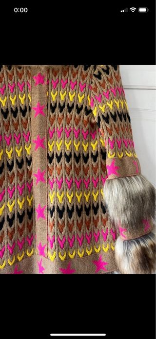 Abrigo largo marron bohemio lana y pelo