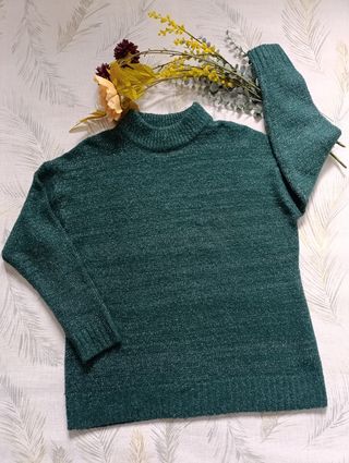 Jersey verde con hilo plateado 