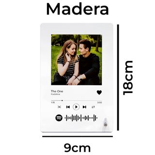 Placa de madera  con canción  Spotify