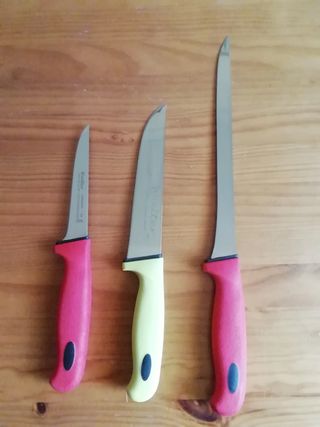 LOTE 3 CUCHILLOS COCINERO CARNICERO