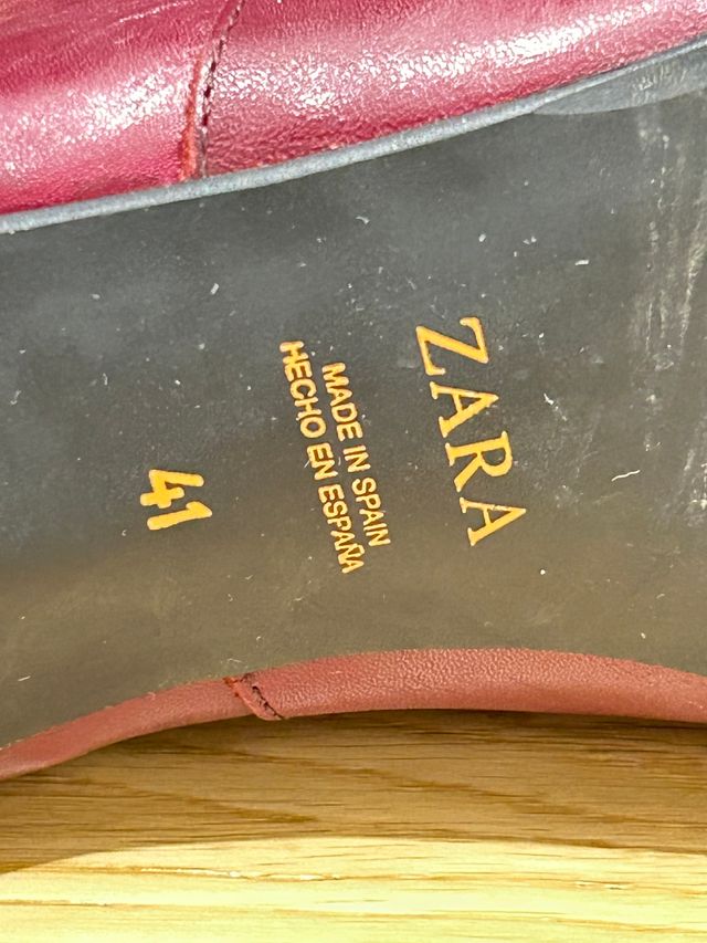 Botines tacon piel Zara color burdeos T.41