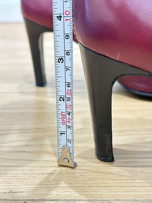 Botines tacon piel Zara color burdeos T.41