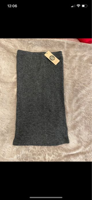 Falda lana tubo gris