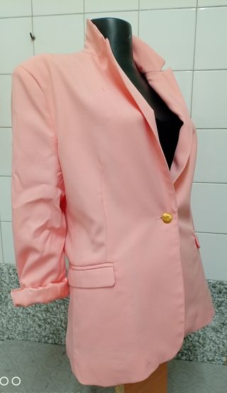 Conjunto blazer rosa pastel + bolso 