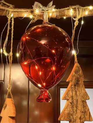 Addobbo natale legno luci decorazione festa vetro