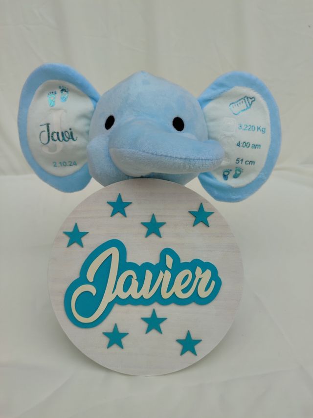 Elefante natalicio peluche personalizado