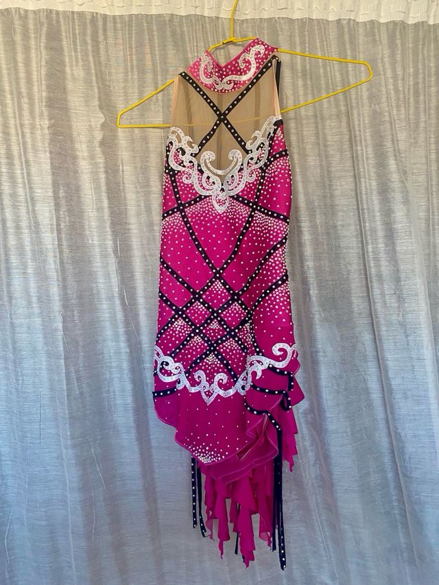 Maillot rosa competicion patinaje artistico