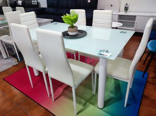 Oferta!!! Mesa con 6 sillas cristal templado