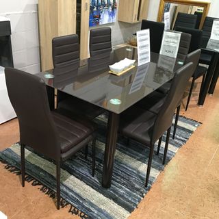 Oferta!!! Mesa con 6 sillas cristal templado