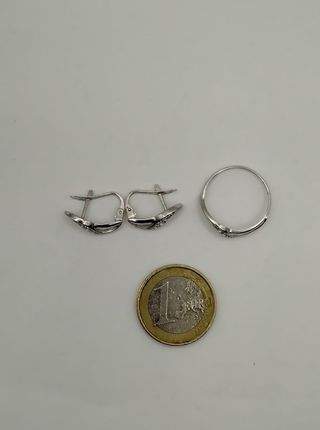 Conjunto anillo y pendientes oro blanco