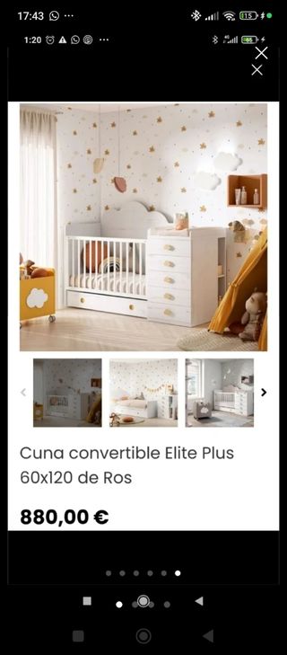 Cuna convertible marca ROS 120*60 URGE esta semana