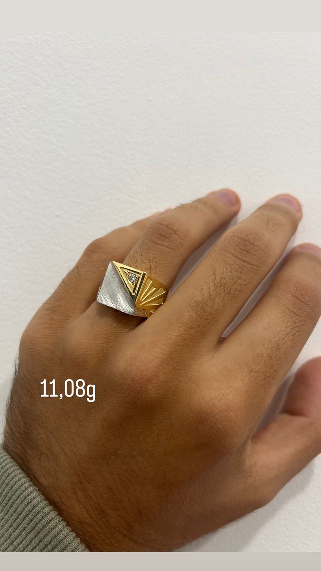 Anillo Bicolor Italiano Oro 18k NUEVO