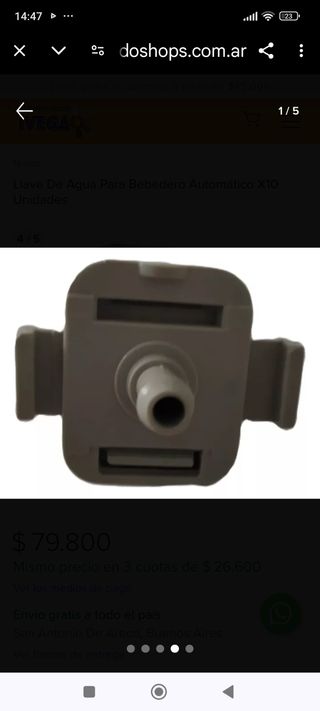 Llave de agua para bebedero automatico