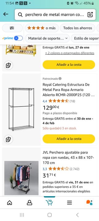 Perchero metal ..comprado en Amazon.